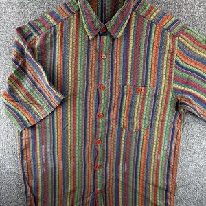 VTG Missoni Italy Abstract Colorful Striped Button Up Shirt Size 52 Short Sleeve